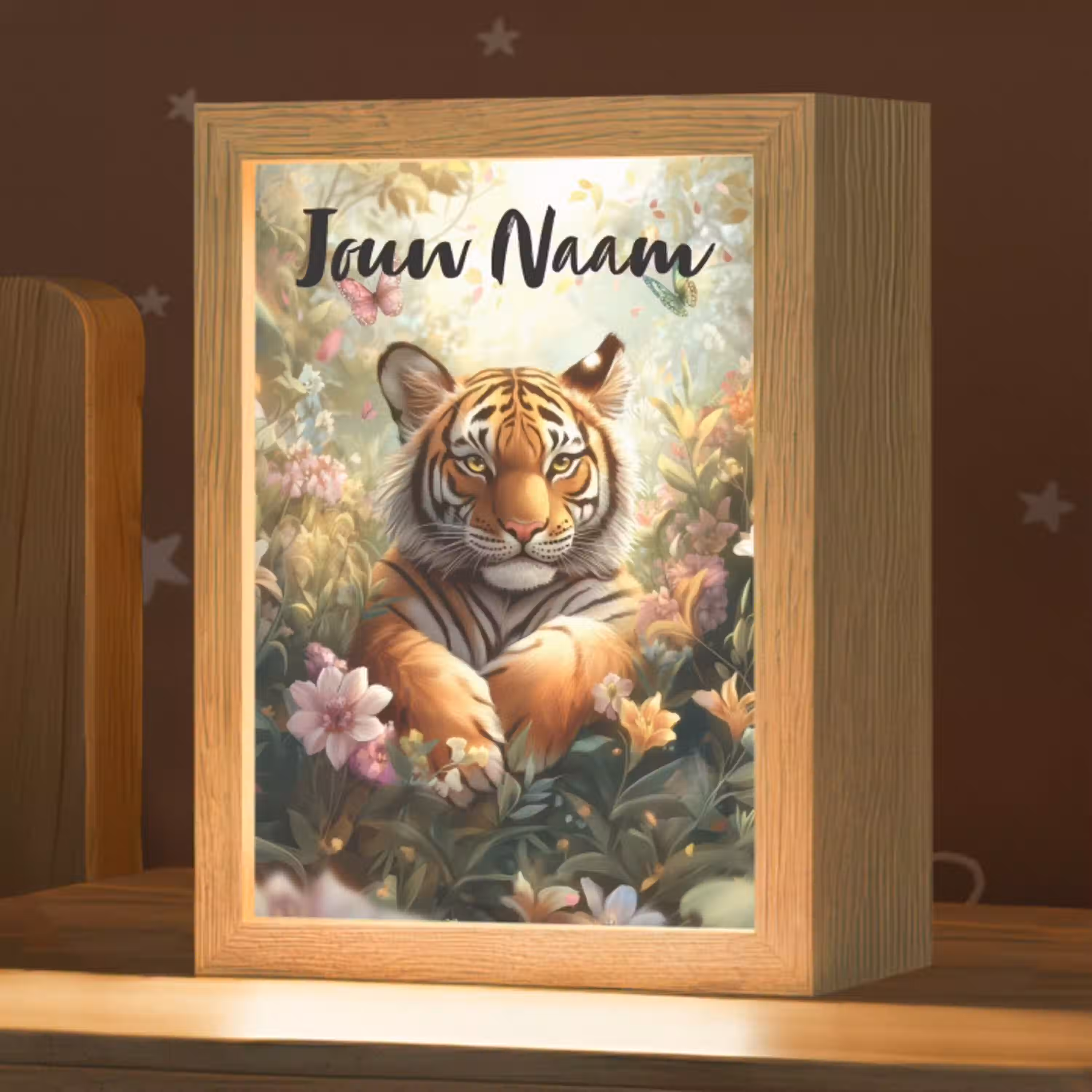 Tijger - Bloemen - Jungle - Dieren Light Box met kabel (Kinderlampje) klein -zzz_3d_website
