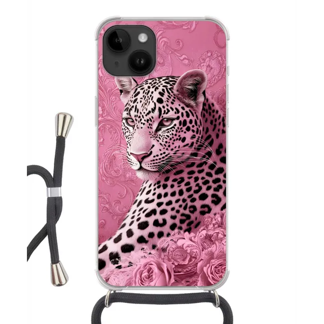 Handyhülle mit Band - Panther - Deluxe - Rosa