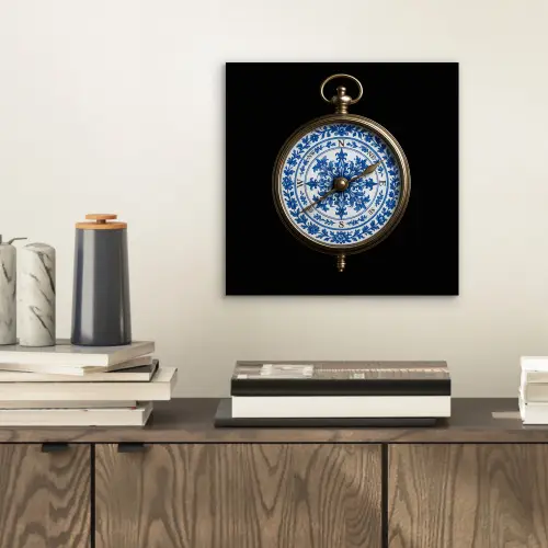 Kompas - Delfts blauw - Zwart aluminium wit klein -sfeer1