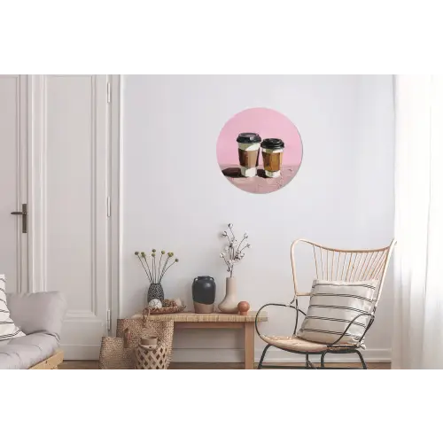 Koffiebekers - Deksel - Verf - Textuur Wandcirkel aluminium klein -woonkamer