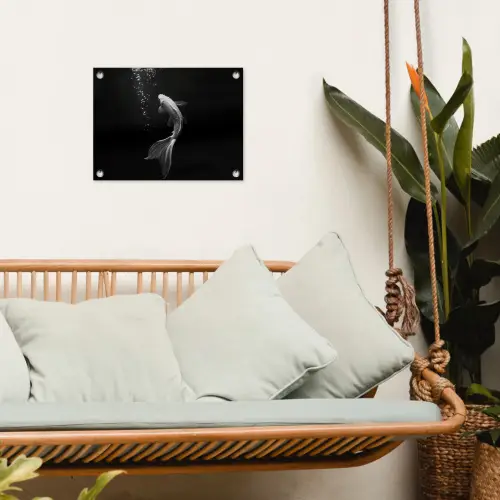 Koi - Vis - Wit - Zwart tuinposter los doek klein -sfeer7