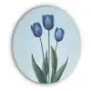 Tulpen - Blauw - Bladeren Akoestische PET Vilt - Rond klein -3d