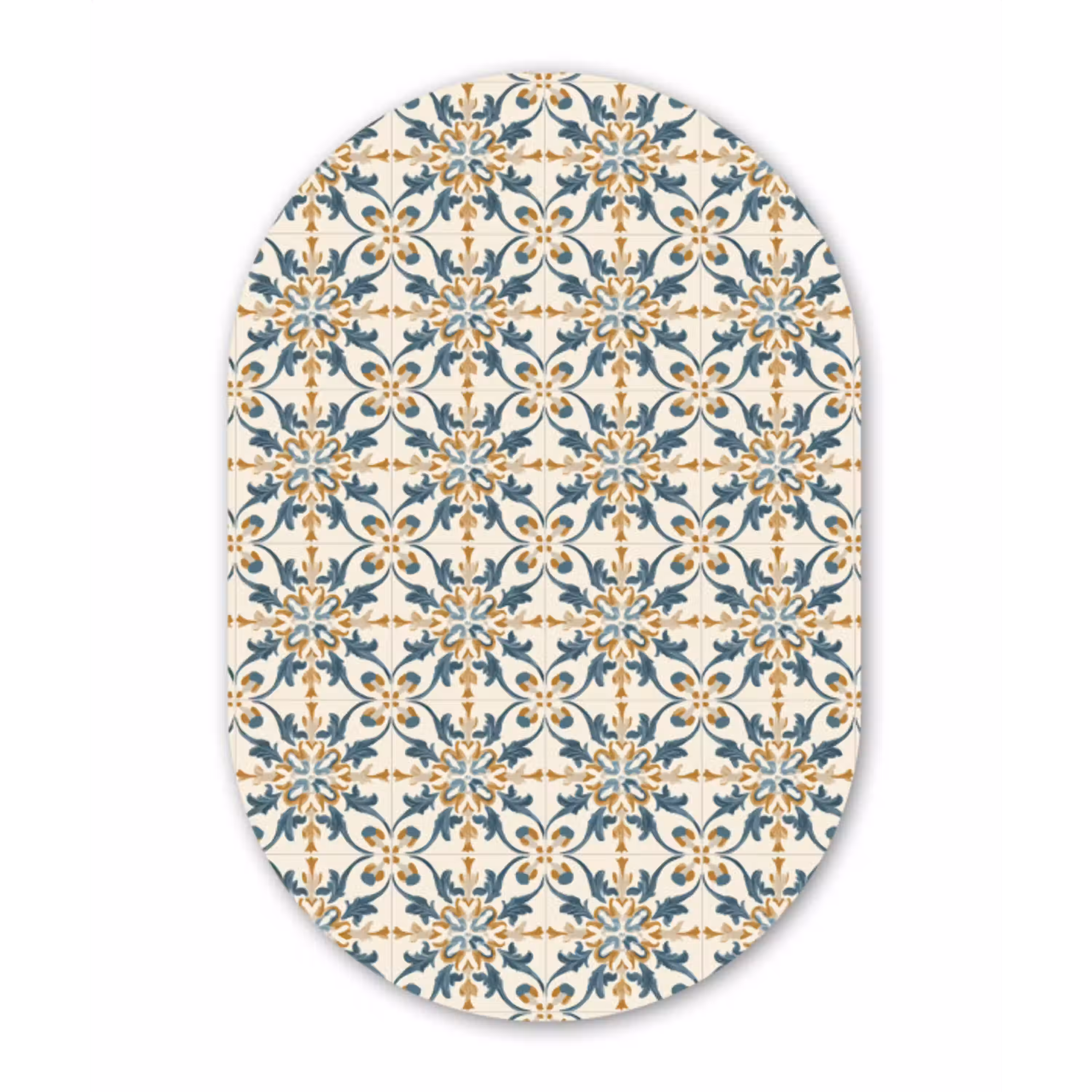 Patroon - Klassiek - Kleurrijk Wandcirkel Ovaal Aluminium middel 839 -3d