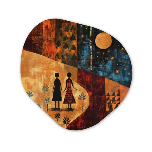 Silhouetten - Abstract - Zon - Maan Wandcirkel Organisch Plexiglas middel -3d