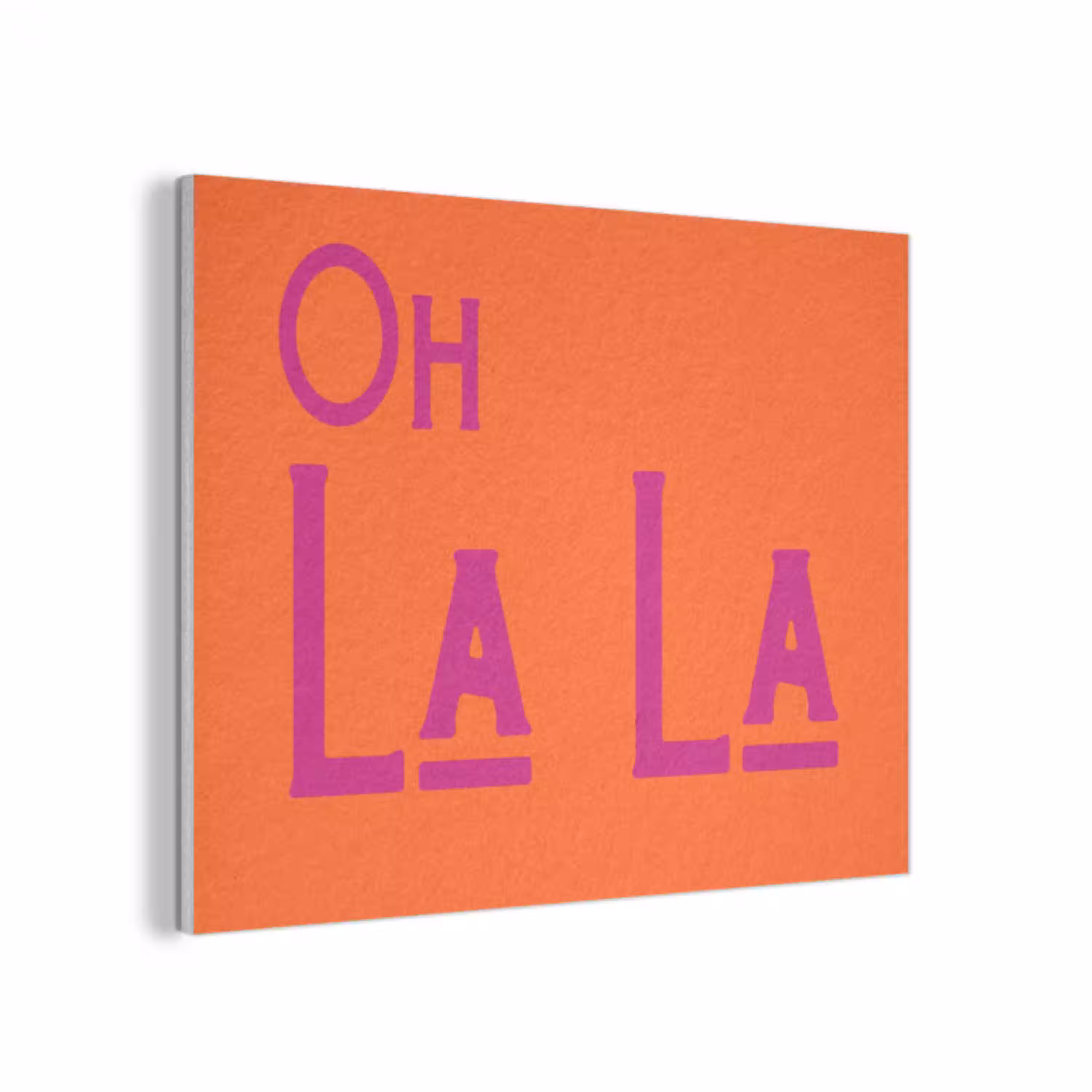 Oh la la - Oranje - Roze - Scheeflettertype PET vilt klein -3d