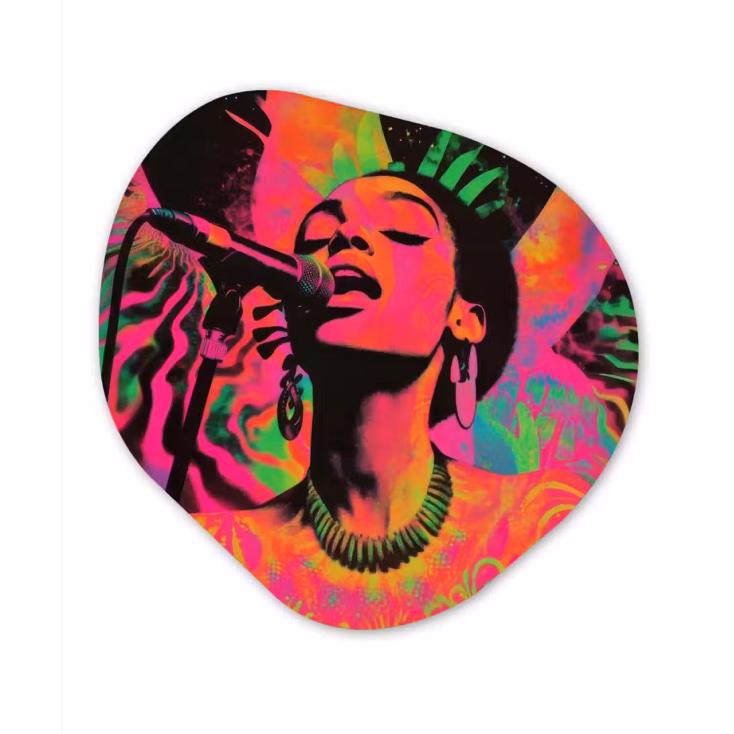 Organische vorm - schilderij - Aluminium - Vrouw - Microfoon - Neon