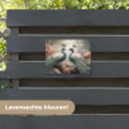 Pauwen - Pauwenveren - Vogels - Bloemen - Natuur tuinposter los doek klein -sfeer3