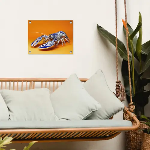 Kreeft - Delftsblauw - Schild - Stoer - Oranje tuinposter los doek klein -sfeer7