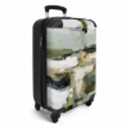 Penseelstreken - Groen - Abstract - Japandi NBS - Handbagage koffer - Volwassenen Unisex middel -productfoto_3d