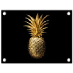 Ananas - Zwart - Goud - Luxe tuinposter los doek klein -3d