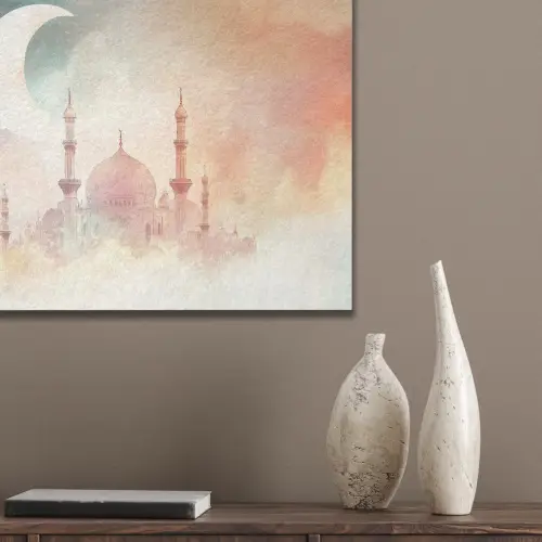 Moskee - Kleurrijke wolken - Arabisch - Ramadan - Islamitische PET vilt klein -sfeer6_closeup