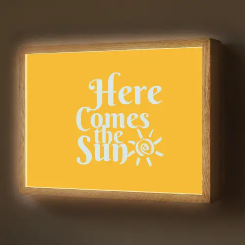 Geel - Blauw - Here comes the sun Light Box met batterij (Wandlamp) middel -z3d_website