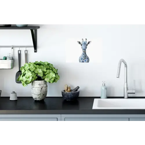 Giraffe - Delfts blauw - Dieren - Minimalistisch Muursticker klein -keuken