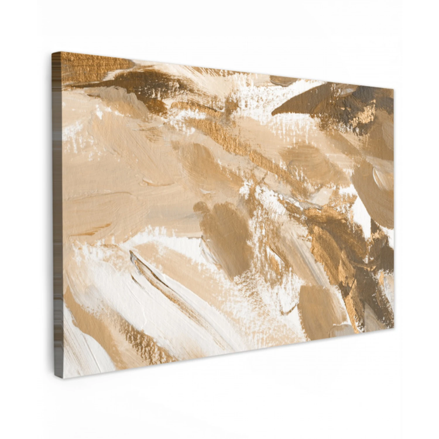 Goud - Beige - Abstract canvas 2cm klein -z3d