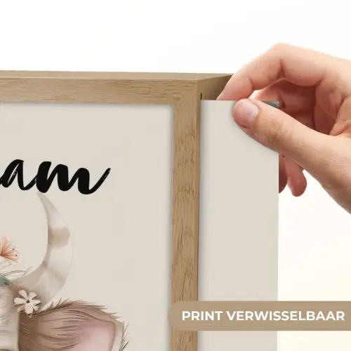 Koe - Bohemian - Kalfje - Bloemen Light Box met batterij (Wandlamp kind) middel -USP_websiteprintNL