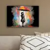 Meisje - Kunst - Paraplu - Graffiti - Kleuren - Muur canvas 2cm klein -sfeer3