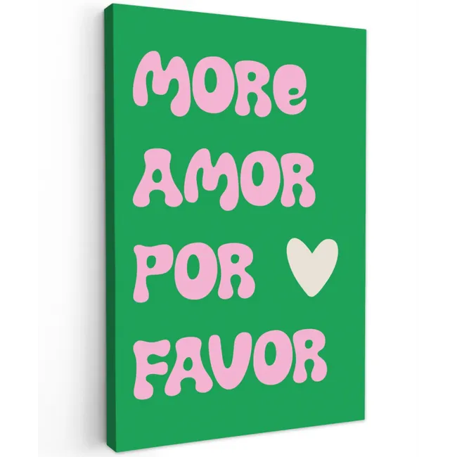 Amor - Valentijn - Groen - Tekst Tuinposter op houten frame 2 cm dik klein -3d