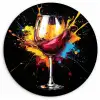 Wijn - Glas - Graffiti - Borrel - Rood - Verf Wandcirkel kunststof plaat 5mm dik klein -3d