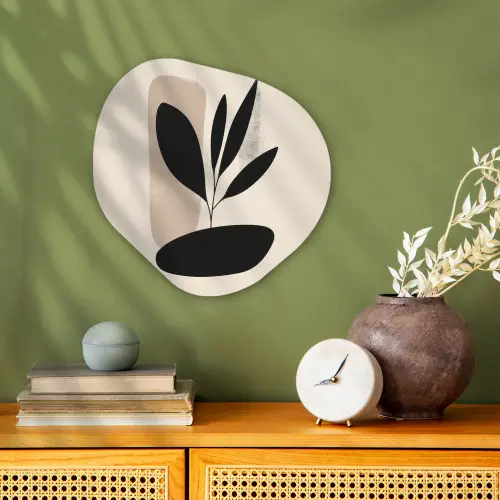 Plant - Beige - Japandi Wandcirkel Organisch Forex 3mm klein -sfeer2