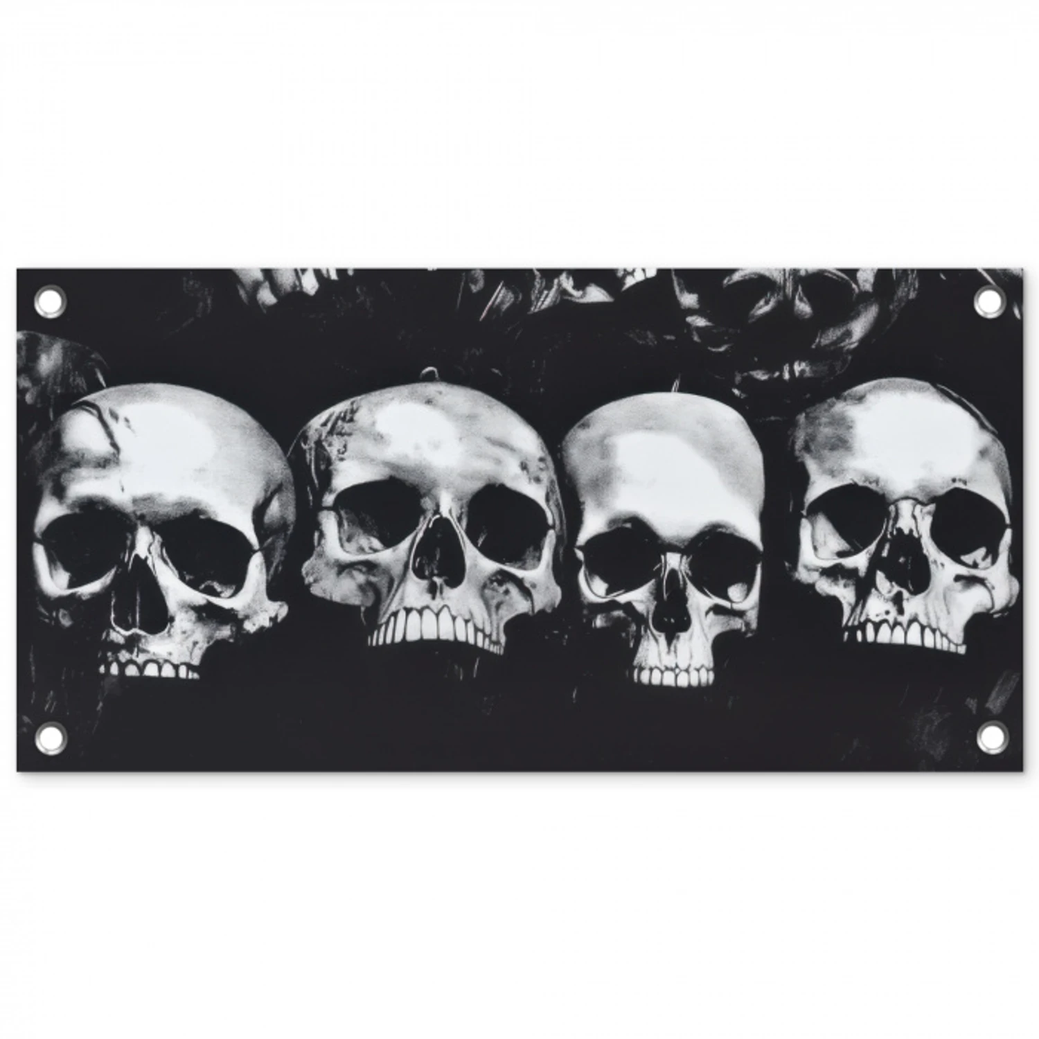 Schedels - Zwart - Contrast tuinposter los doek klein -3d