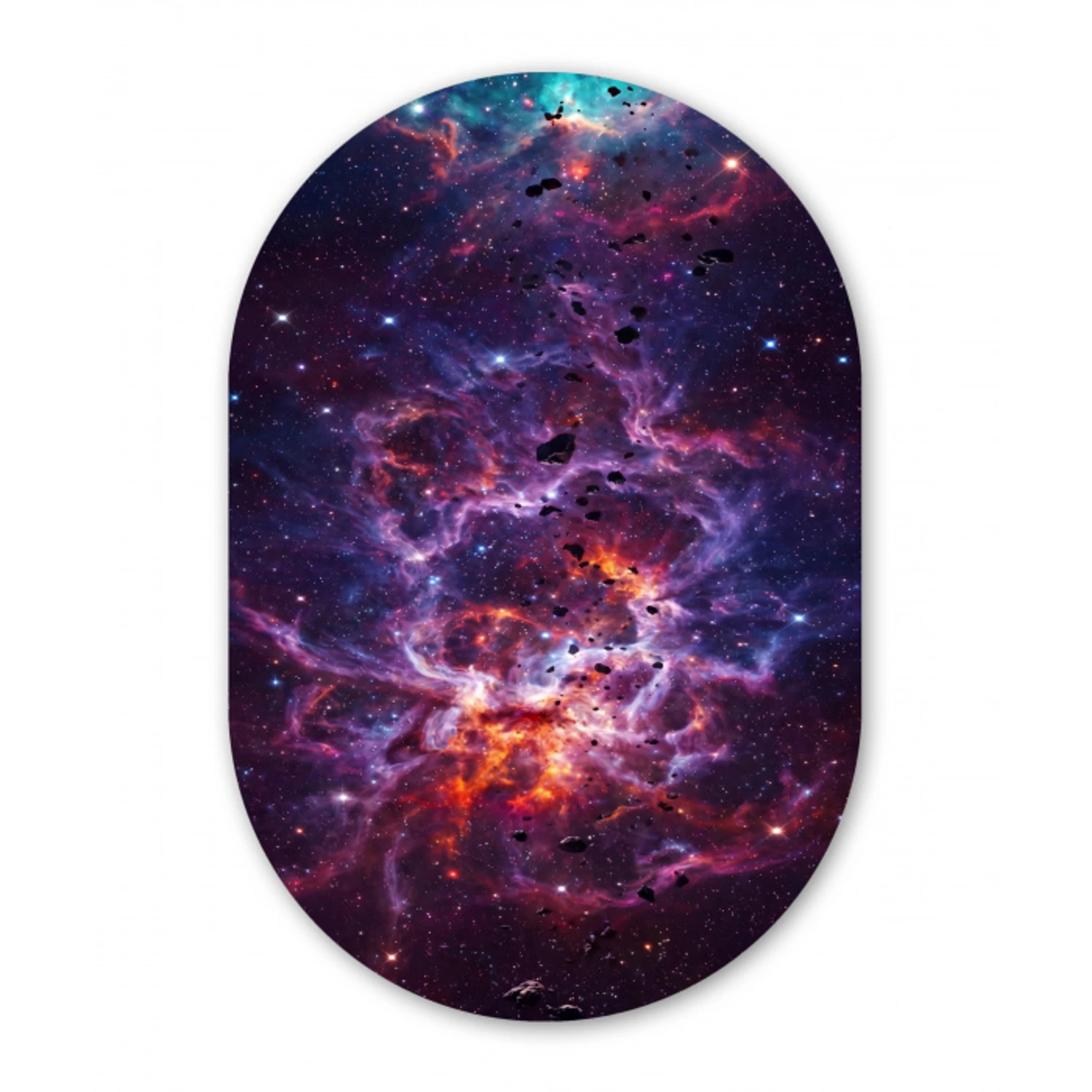 Space - Stars - Abstract - Colorful Wandcirkel Ovaal Aluminium middel -3d