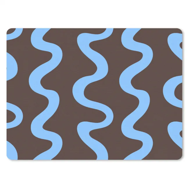 Muismat - Kronkelende lijnen - Blauw - Bruin - Minimalistisch