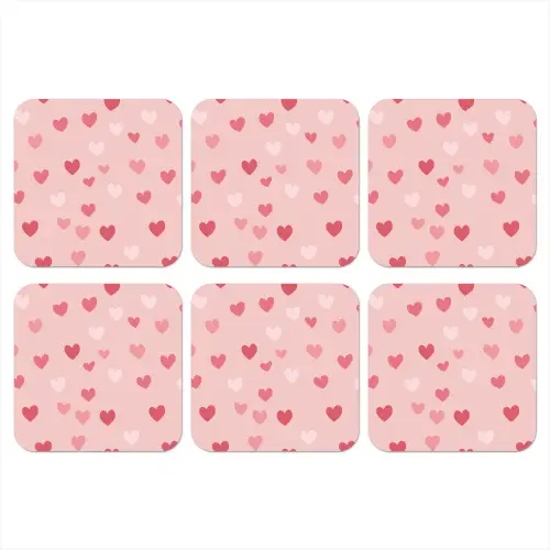 Hartjes - Patroon - Roze - Eenvoudig onderzetter kurk middel -3d