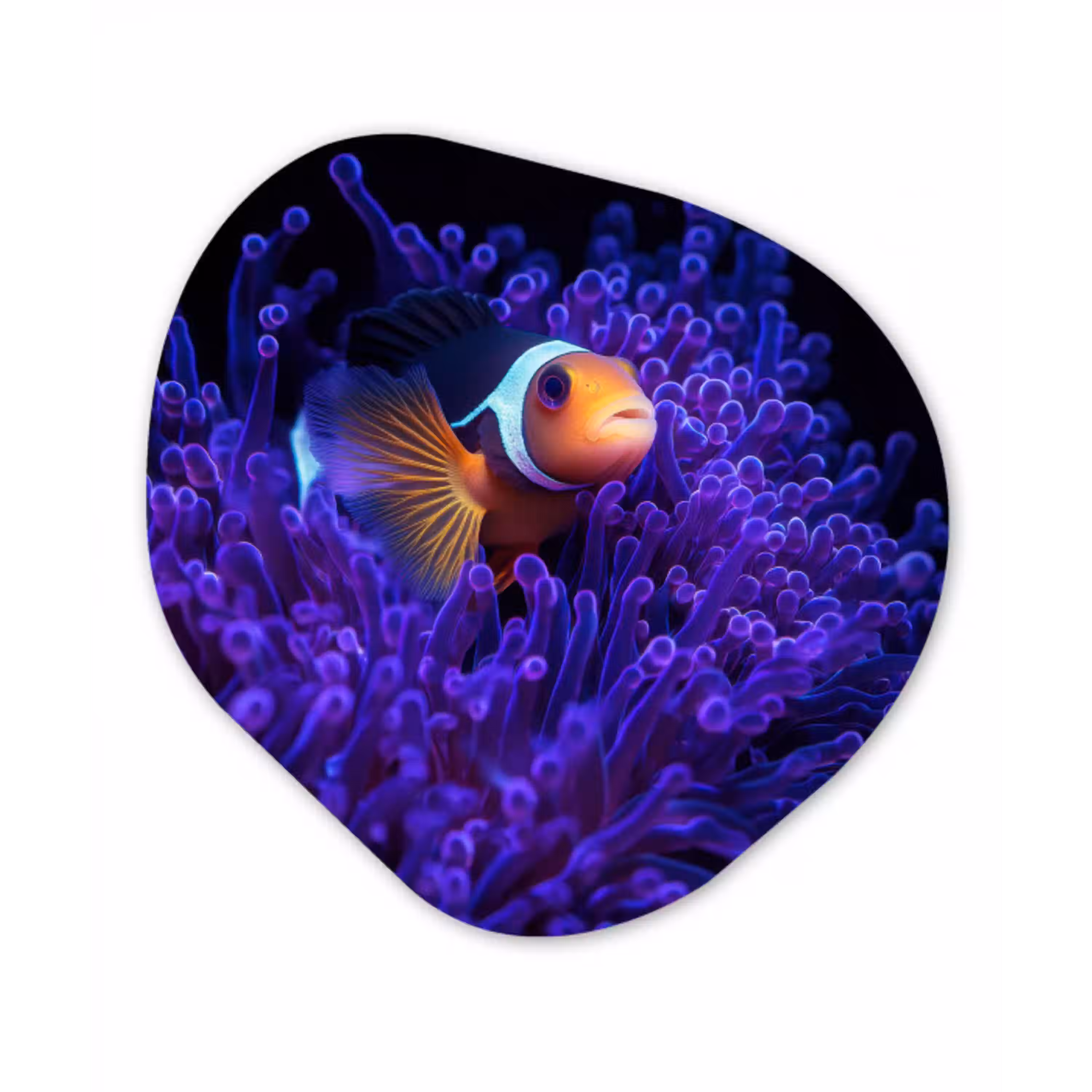 Koraal - Vis - Oranje - Zee Wandcirkel Organisch Plexiglas middel -3d