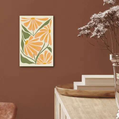Blaadjes - Zachtoranje - Bloemen aluminium wit klein -sfeer4