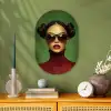Vrouw - Groen - Bril - Aesthetic - Modern Wandcirkel Ovaal Forex klein -sfeer2
