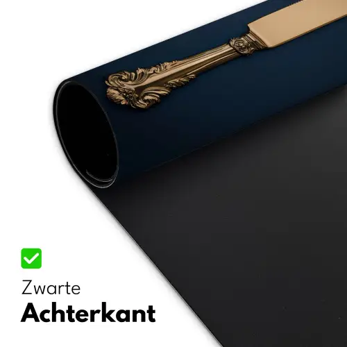 Bestek - Donkerblauw - Goud Muismat XXL klein -sfeer2