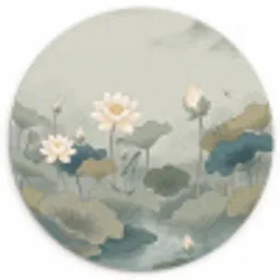 Lotus - Bloemen - Groen Wandcirkel kunststof plaat 5mm dik klein -3d