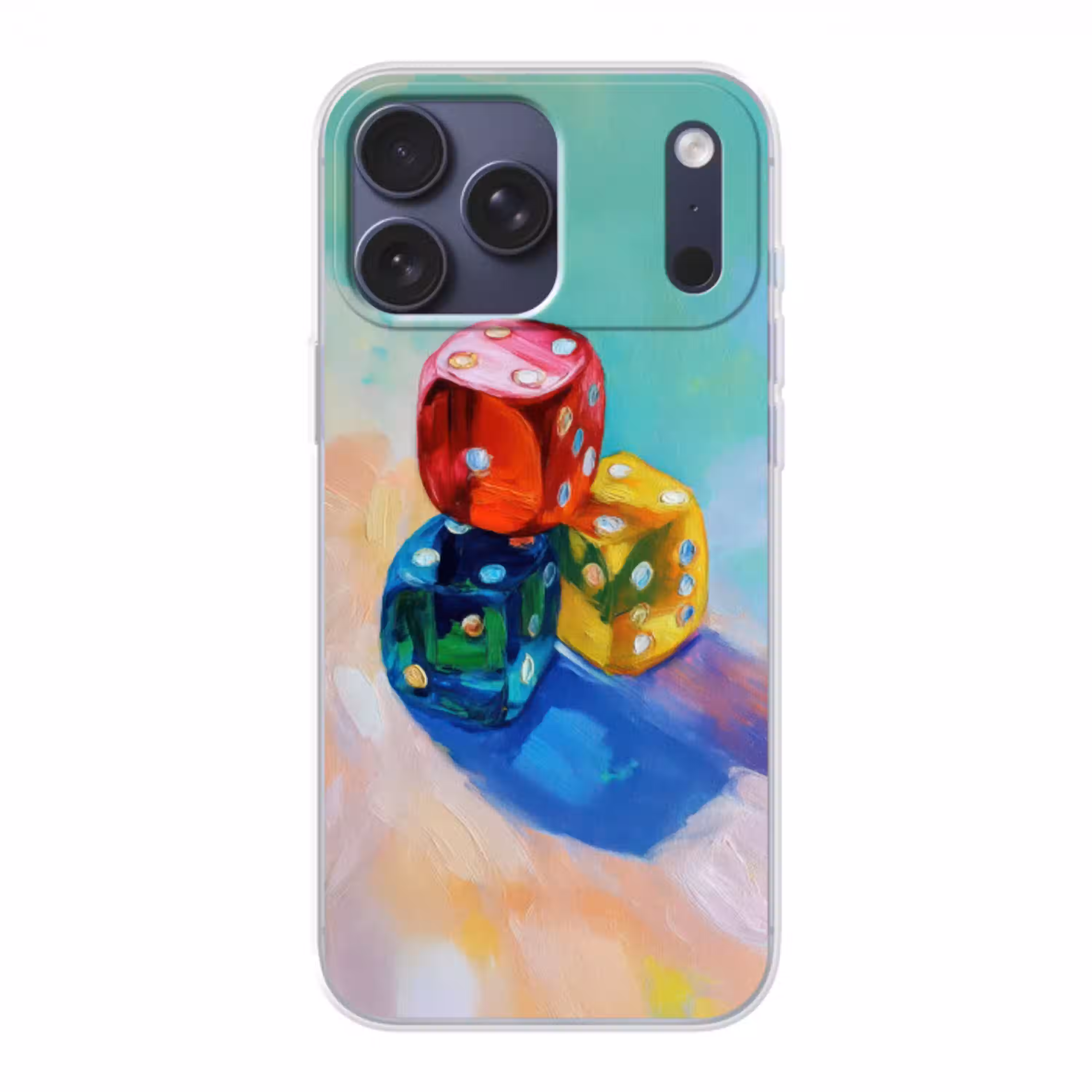 Dobbelstenen - Kleurrijk - Getallen - Stipjes Telefoonhoesje iPhone 17 Pro Max klein -3d