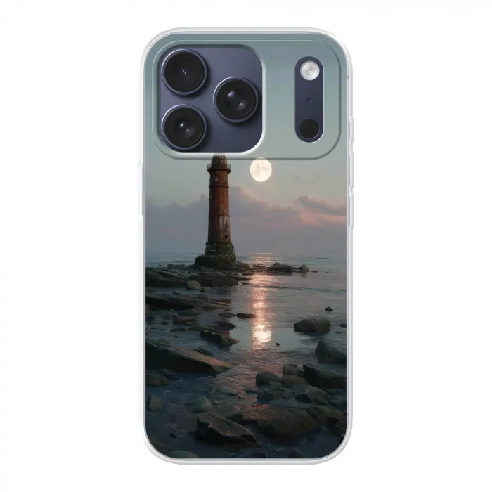 Vuurtoren - Stenen - Water - Maan Telefoonhoesje iPhone 17 Pro klein -3d