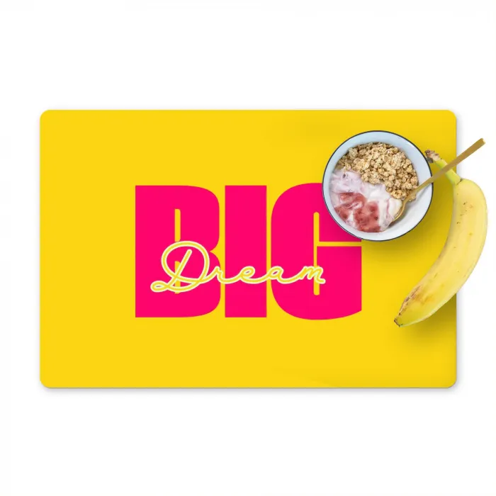 Dream big - Geel - Roze Placemat vinyl groot -zzzproduct_Kitchenyeah-website