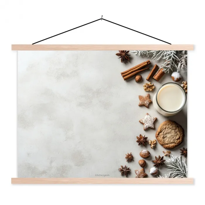 Winter - Kerst - Specerijen - Wit textielposter latten blank klein -3d