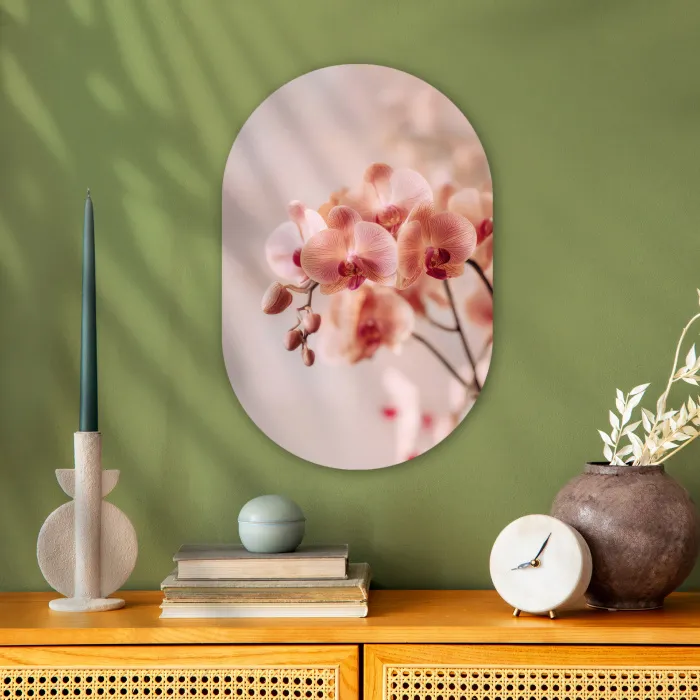 Orchidee - Bloemen - Roze - Bloemblaadjes Wandcirkel Ovaal Forex klein -sfeer2