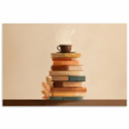 Boeken - Toren - Koffie - Beige poster papier klein -3d
