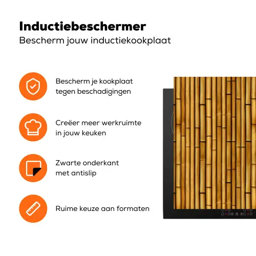 Bamboe - Stokken - Bruin Inductie beschermer vinyl 3mm klein 276 -zzzzzzz-td-ups