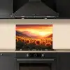 Zonnebloemen - Zonsondergang - Landschap keuken achterwand spatscherm klein -sfeer1