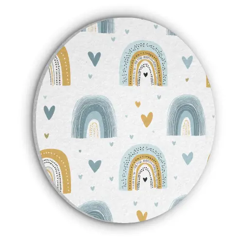 Patroon - Regenboog - Hartjes Akoestische PET Vilt - Rond klein -3d