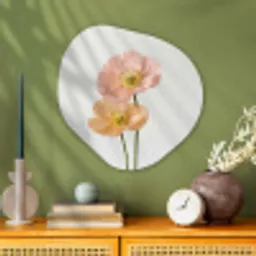 Papavers - Botanisch - Roze Wandcirkel Organisch Aluminium middel -sfeer2