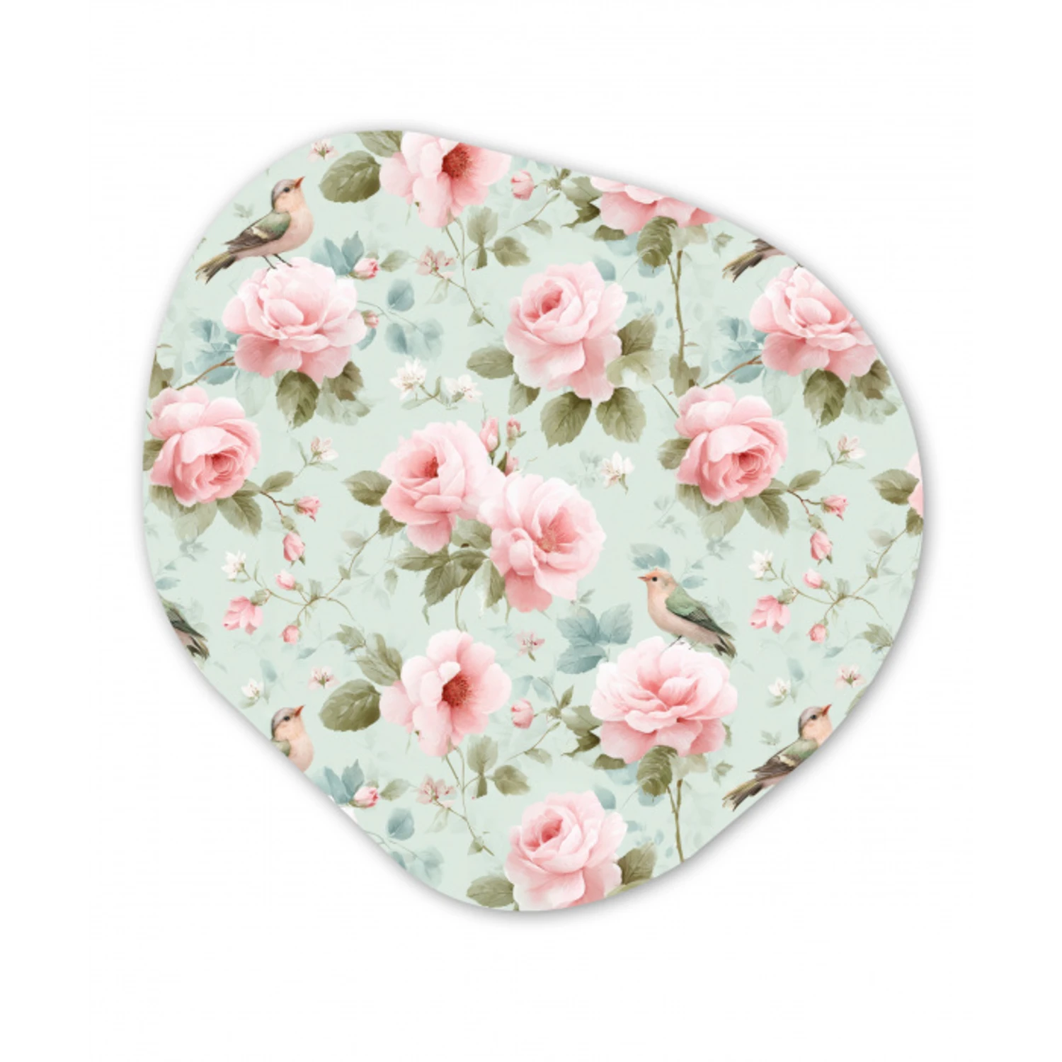 Rozen - Vogels - Pastel - Kleurrijk Wandcirkel Organisch Forex 3mm klein 629 -3d