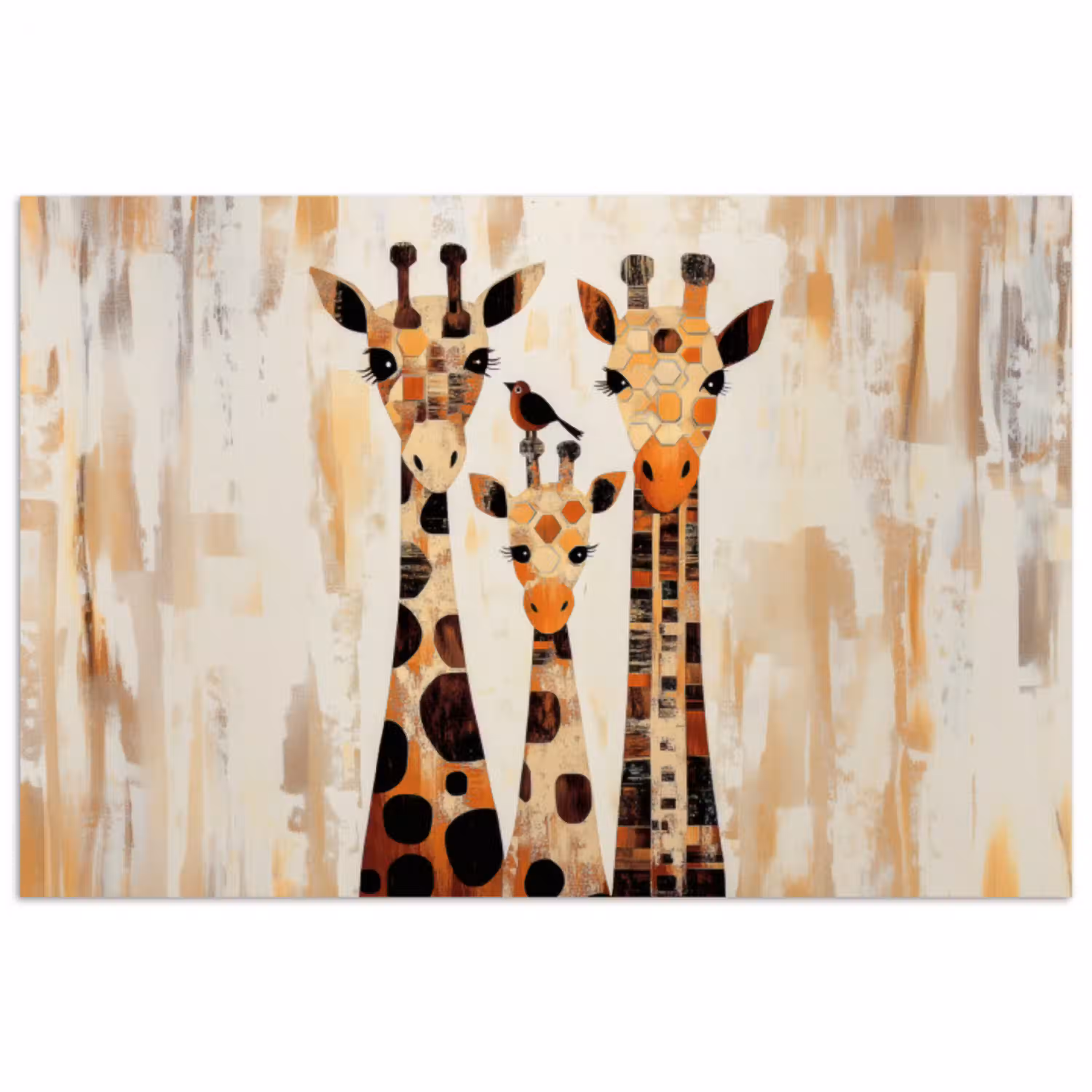Giraffen - Cartoon - Crème poster papier klein -3d