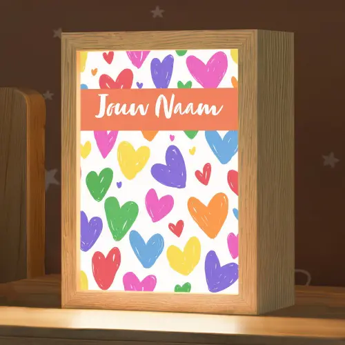 Hartjes - Patroon - Kleurrijk Light Box met kabel (Kinderlampje) klein -zzz_3d_website