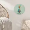 Cartoon - Dino - Oranje - Stekels Akoestische PET Vilt - Rond klein -sfeer4