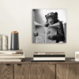 Chimpansee - Aap - Krant - WC - Humor aluminium wit klein -sfeer1