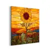Zonnebloem - Mozaïek - Zonsondergang - Geel aluminium wit klein -3d
