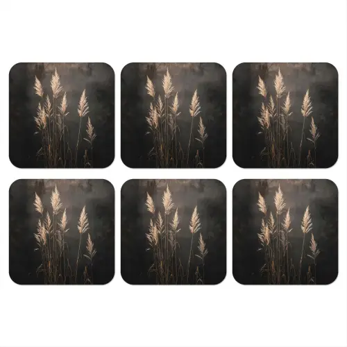 Siergras - Pluimen - Verlichting - Zwart onderzetter kurk middel -3d