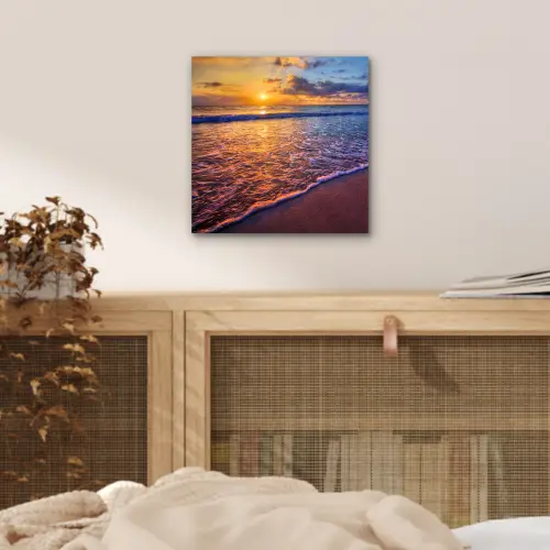 Zee - Strand - Zonsondergang - Wolken - Horizon aluminium wit klein -sfeer3